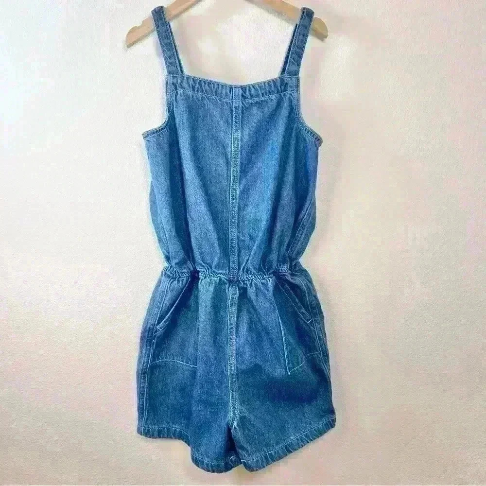 Cat & Jack One-Piece Denim Romper with Pockets Size 10/12